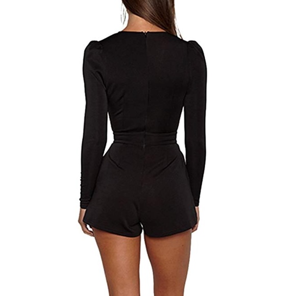 Deep V Black Romper - Picture 3 of 6